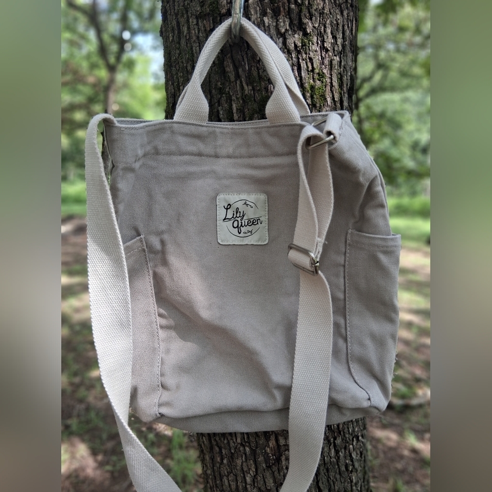 Lily Queen Beige Canvas Backpack